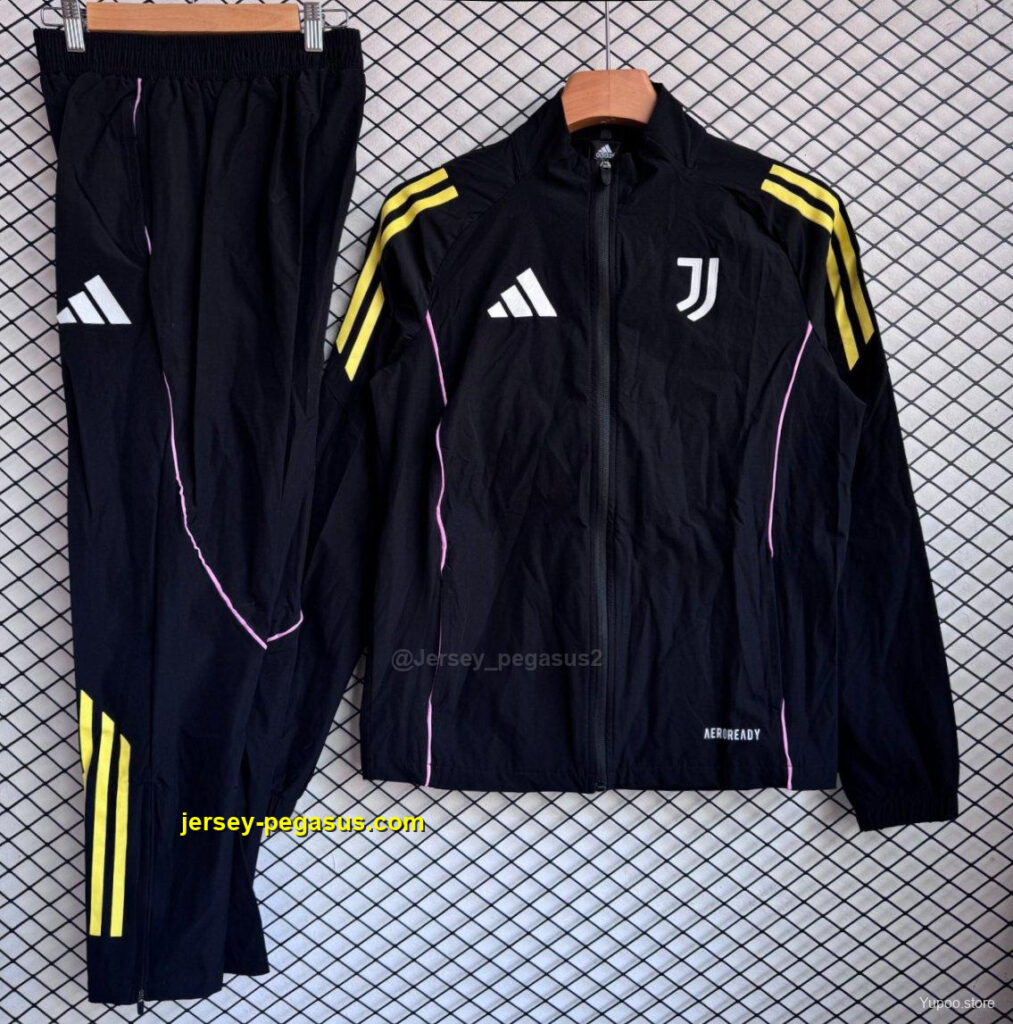 Juventus Black Full Zipper Windbreaker + Long Pants