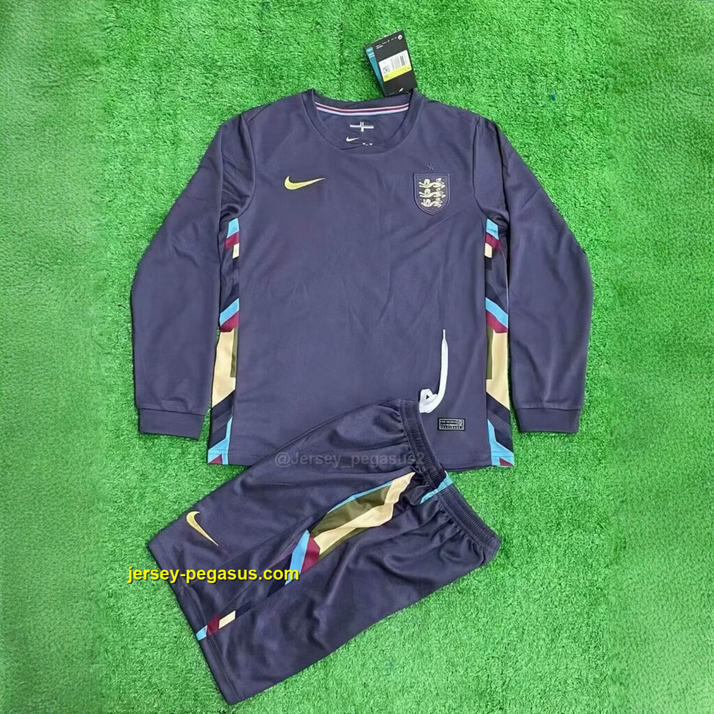 2024 England Away Kid Kits Long Sleeve UEFA Euro Children Sets Football Replicas