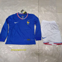 2024 France Home Kid Kits UEFA Euro Long Sleeve Youth Apparels Soccer Jerseys Yu