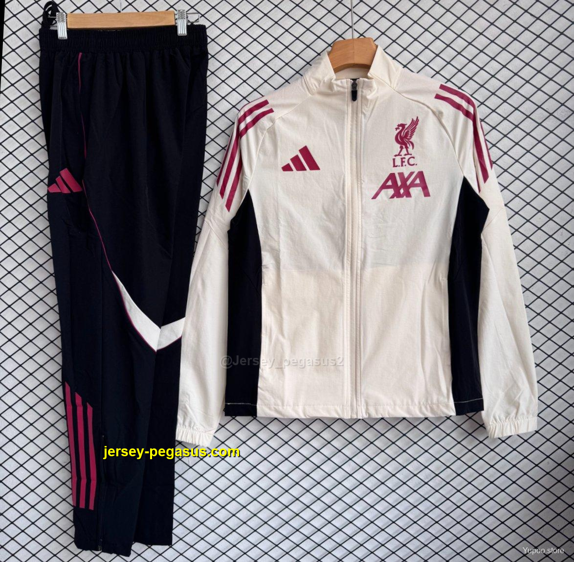 Liverpool CreamRed Full Zipper Windbreaker + Long Pants Liverpool CreamRed Full Zipper Windbreaker + Long Pants