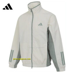 2025 Adidas Cream Colored Nylon Taslon Full Zipper Windbreaker