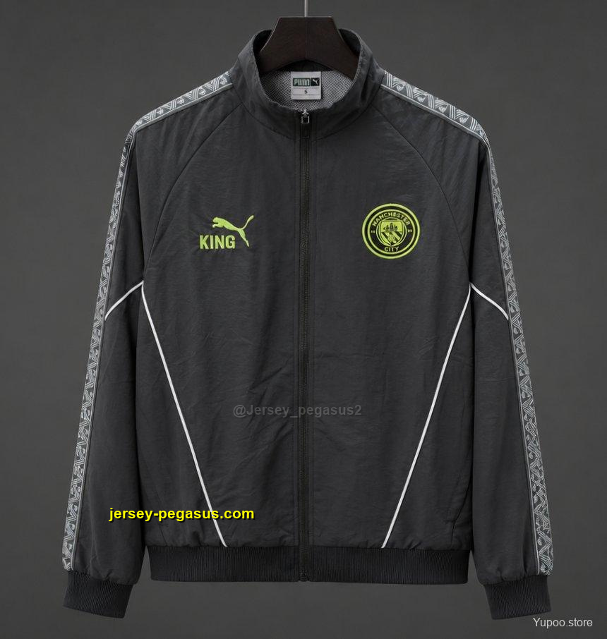 Manchester City x KING Dark Grey Windbreaker Jacket Manchester City x KING Dark Grey Windbreaker Jacket