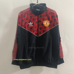 Manchester United Black with Red Zigzag Pattern Windbreaker