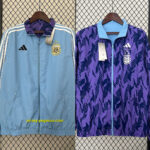 2024 Argentina Blue and Purple Reversible Windbreaker Double-Sides Jacket Footba