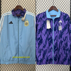 2024 Argentina Blue and Purple Reversible Windbreaker Double-Sides Jacket Footba