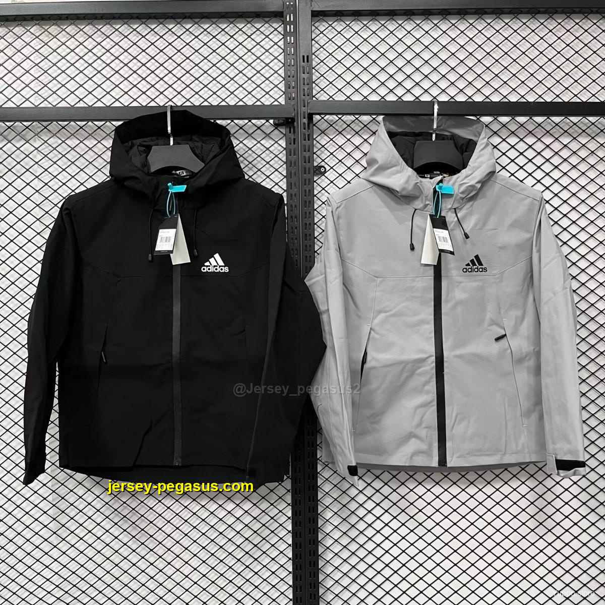 2025 Adidas Light GreyBlack Windbreaker 2025 Adidas Light GreyBlack Windbreaker