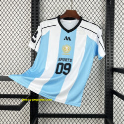 Unisex Light Blue Striped 2026 World Cup Style V-Neck Soccer Jersey