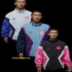 PSG Retro Color Block Track Jacket Set - BlueBlackPink Collection Windbreaker 3