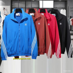 2025 Adidas Original BlueBrick redBright RedBLACK Full Zipper Windbreaker 4 Colo