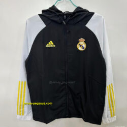 Real Madrid BlackWhite Hoodie Windbreaker