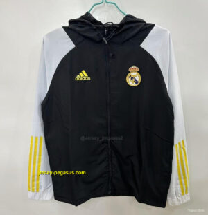 Real Madrid BlackWhite Hoodie Windbreaker