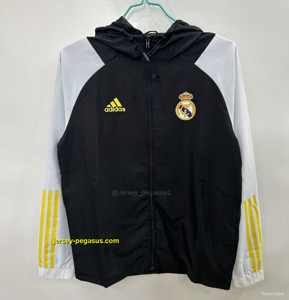 Real Madrid BlackWhite Hoodie Windbreaker