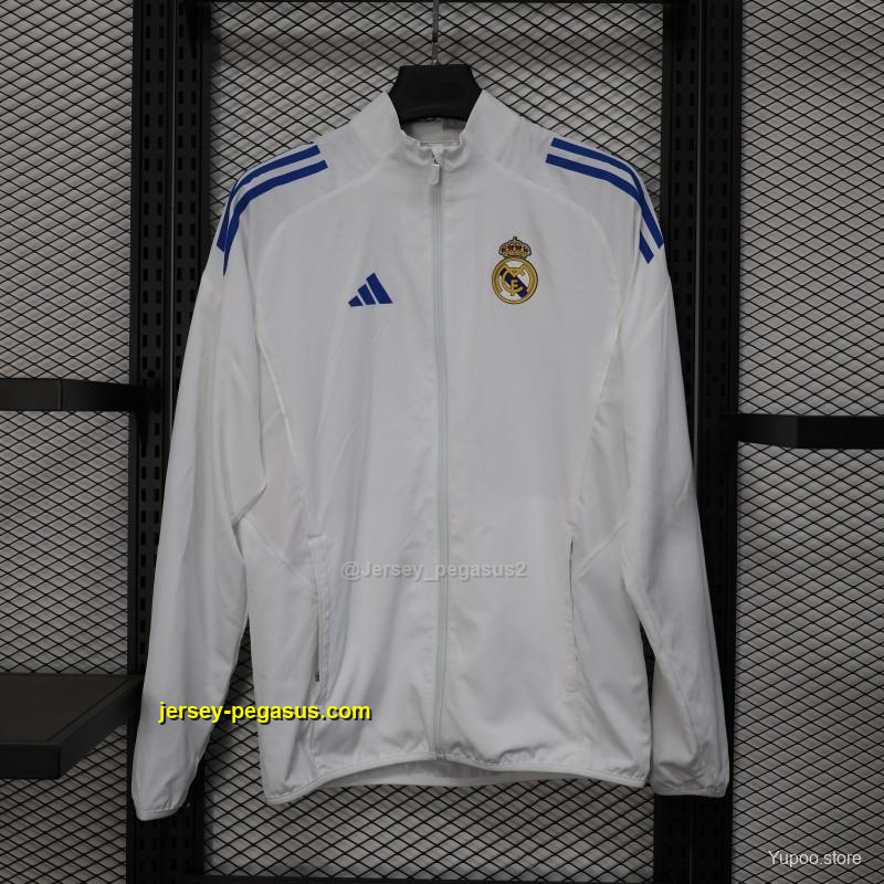 Real Madrid WHITE Windbreaker (with Inner Lining) Real Madrid WHITE Windbreaker (with Inner Lining)