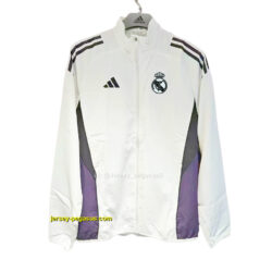 Real Madrid White Purple Full Zipper Windbreaker