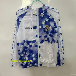 Real Madrid White with Blue Geometric Pattern Windbreaker