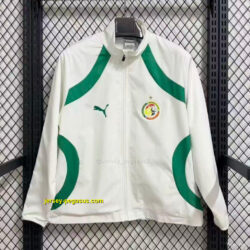 Senegal White with Green Full Zipper Windbreaker