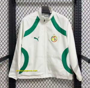 Senegal White with Green Full Zipper Windbreaker