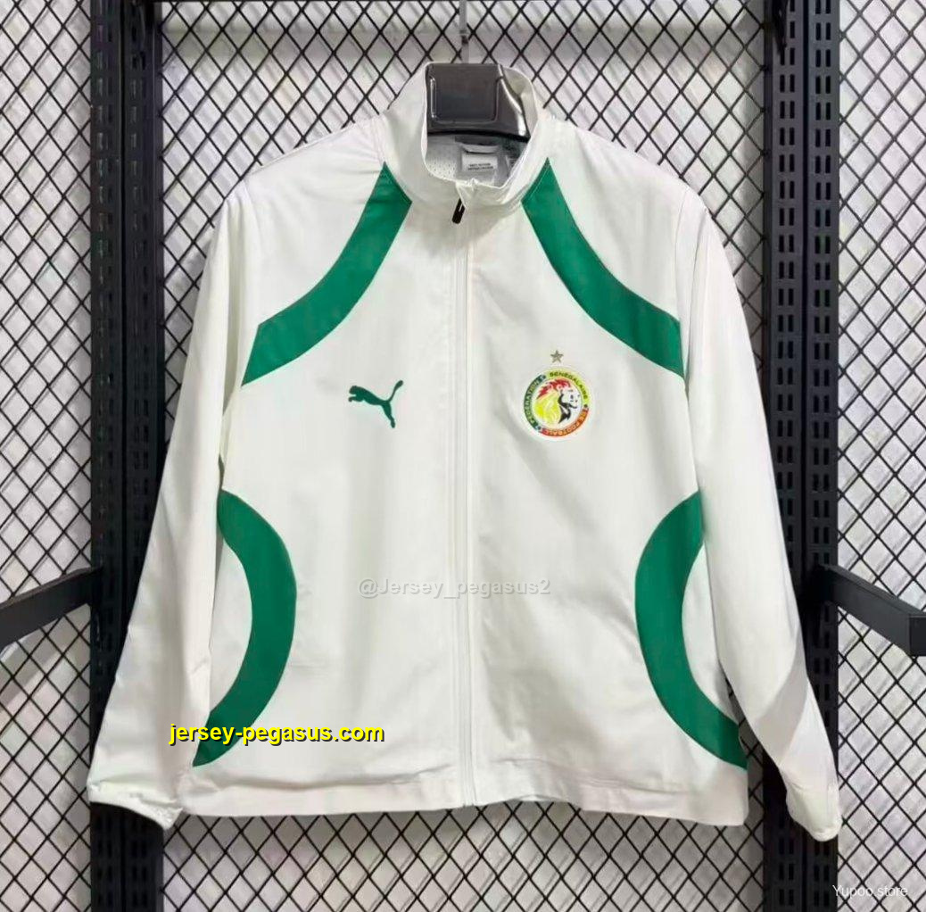 Senegal White with Green Full Zipper Windbreaker Senegal White with Green Full Zipper Windbreaker