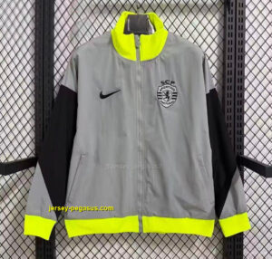 Sporting CP Grey Full Zipper Windbreaker