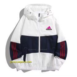 2025 Adidas WhiteBlackWine Full Zipper Hoodie Windbreaker
