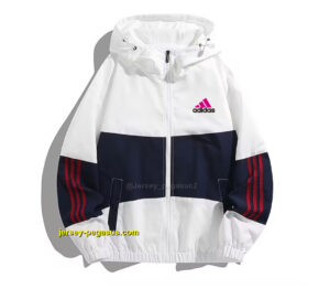 2025 Adidas WhiteBlackWine Full Zipper Hoodie Windbreaker