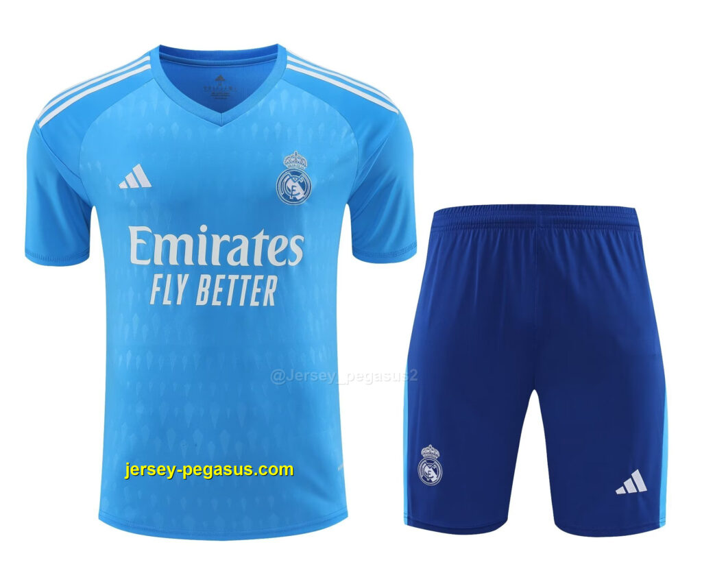 Real Madrid Goalkeeper Kits Short Sleeve Blue Suits Soccer Jerseys