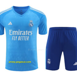 Real Madrid Goalkeeper Kits Short Sleeve Blue Suits Soccer Jerseys