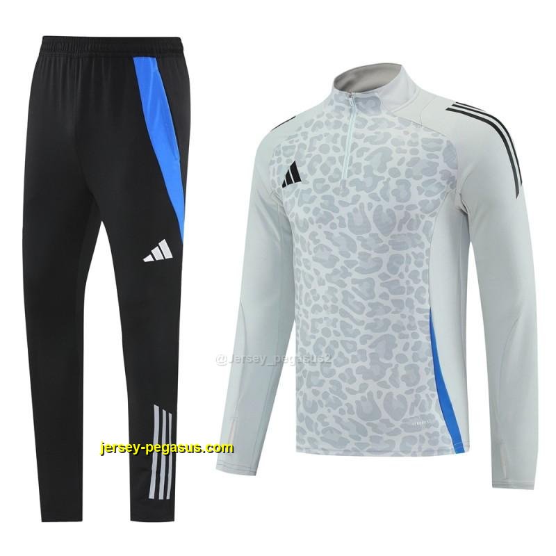 2025 Adidas Light Grey & Black with Leopard Print Pattern Half Zipper Jacket +Lo