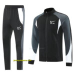 2025 Nike Air Black Tracksuit Set with Gray and White Accents Full Zipper Jacket