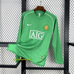 Manchester United 2007-08 Green Goalkeeper Long Sleeves Retro Jersey