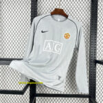 Manchester United 2007-08 Grey Goalkeepe Long Sleeves Retro Jersey