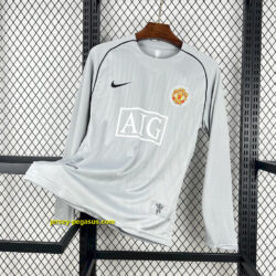 Manchester United 2007-08 Grey Goalkeepe Long Sleeves Retro Jersey