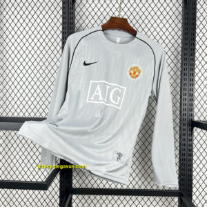 Manchester United 2007-08 Grey Goalkeepe Long Sleeves Retro Jersey
