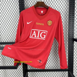 Manchester United 2007-08 Home Long Sleeves Retro Jersey
