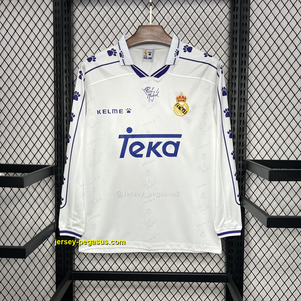 Real Madrid 1994-96 Home Long Sleeve Retro Jersey Real Madrid 1994-96 Home Long Sleeve Retro Jersey