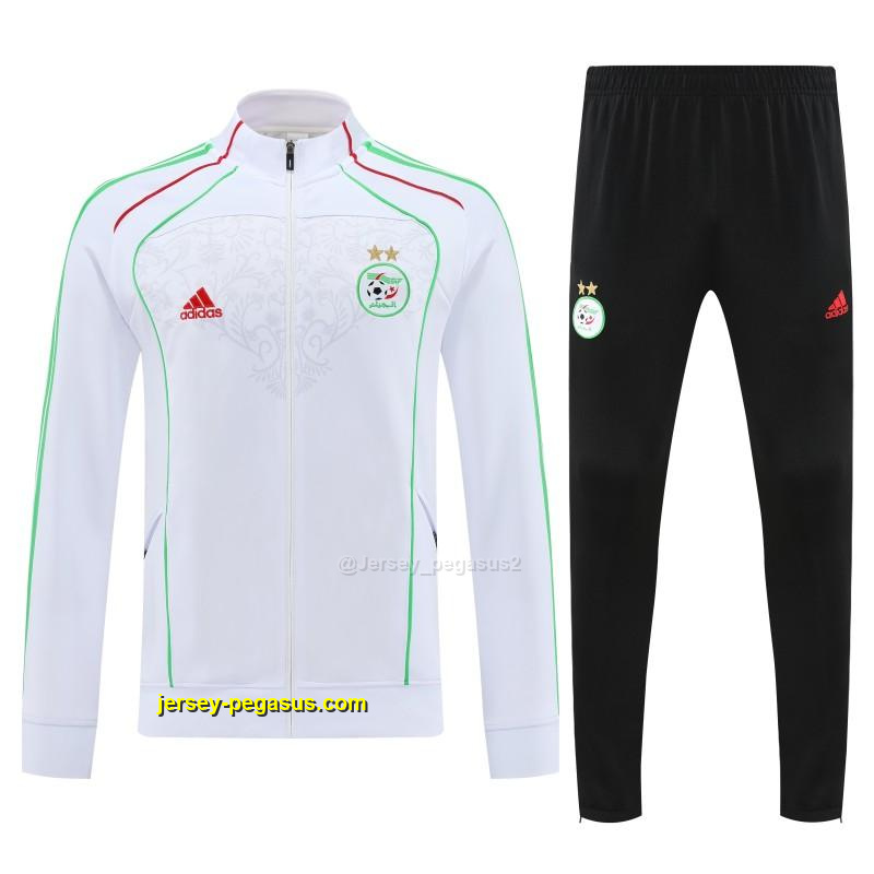 2026 Algeria White with Green and Red Stripes FULL Zipper Jacket Tracksuit +Long