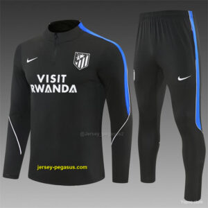2026 Atletico Madrid Black Half Zipper Jacket Tracksuit + Long Pants