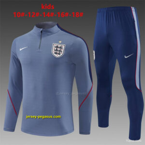 2026 England Grey Half Zipper Jacket Tracksuit + Navy Blue Long Pants (Nike)