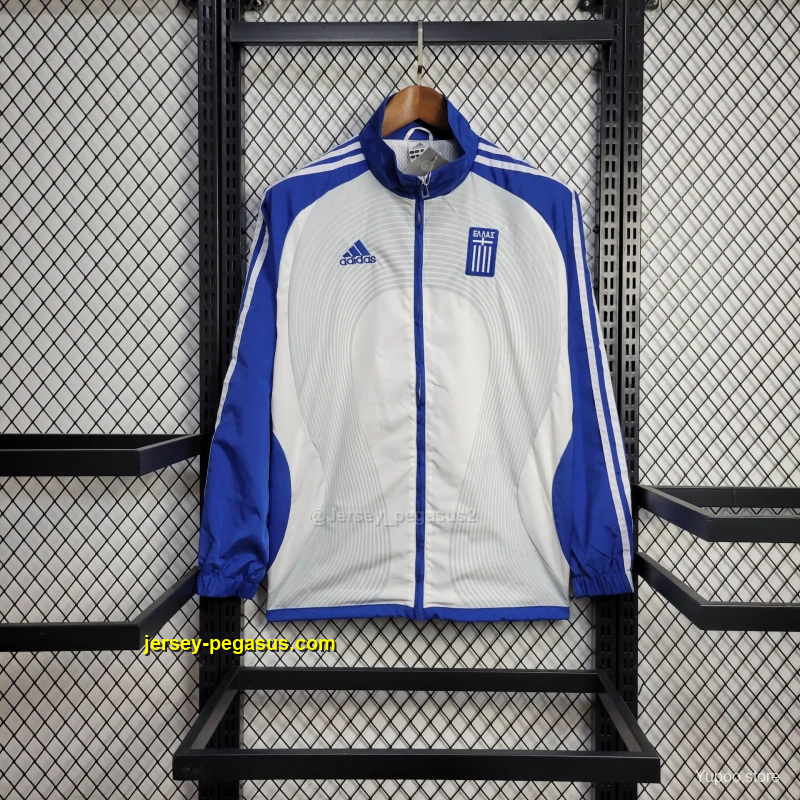 2025 Greece Jacket WhiteBlue Windbreaker 2025 Greece Jacket WhiteBlue Windbreaker