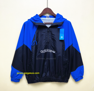 Adidas Hooded Trench Coat Black Blue