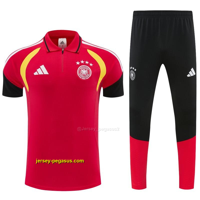 2026 German Red & Black Half-Zip Polo Short Sleeve Tracksuit + Long Pants 2026 German Red & Black Half-Zip Polo Short Sleeve Tracksuit + Long Pants