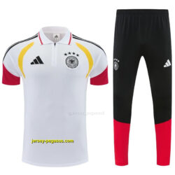 2026 German White & Black Half-Zip Polo Short Sleeve Tracksuit + Long Pants