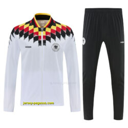 2026 Germany White Full Zipper Jacket Tracksuit + Black Long Pants