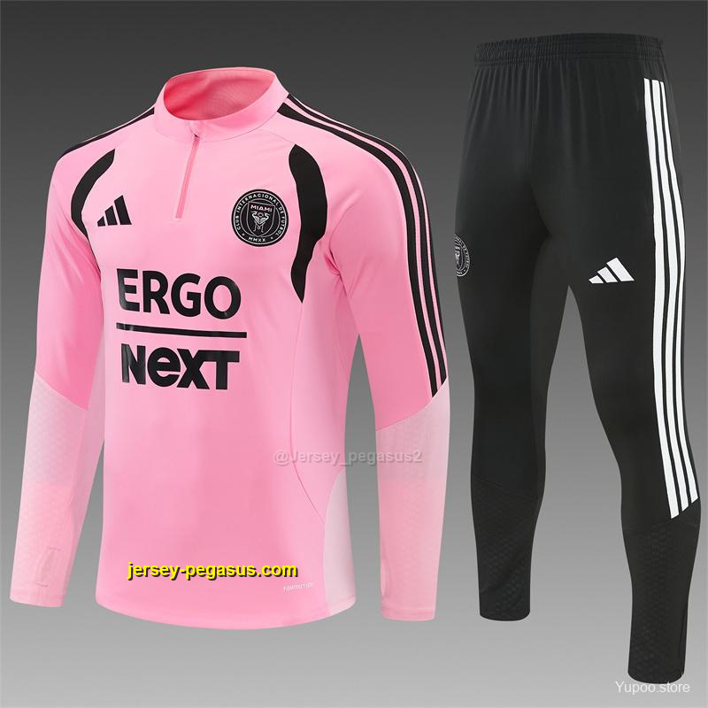 2026 Inter Miami CF Pink Half Zipper Jacket Tracksuit + Black Long Pants 2026 Inter Miami CF Pink Half Zipper Jacket Tracksuit + Black Long Pants