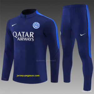 2026 Inter Milan Dark Navy Blue Half Zipper Jacket Tracksuit + Long Pants
