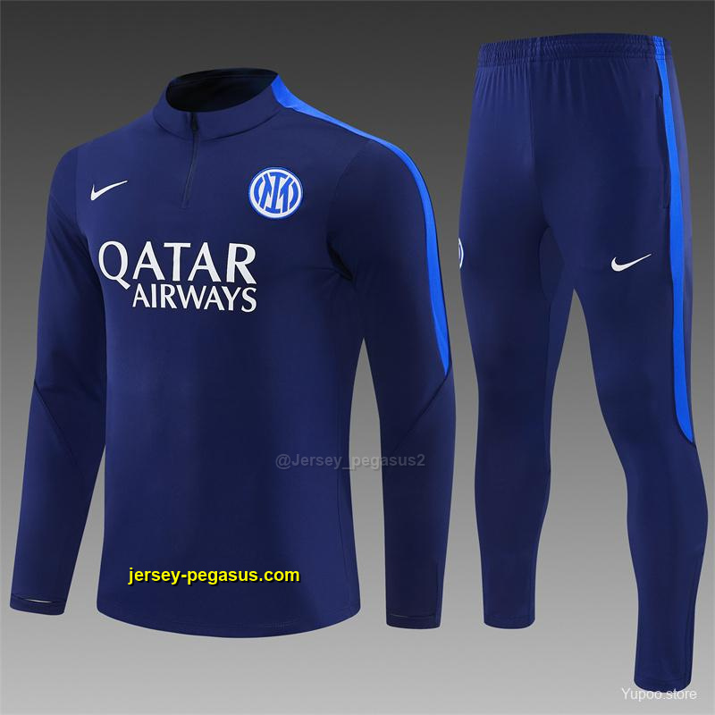 2026 Inter Milan Dark Navy Blue Half Zipper Jacket Tracksuit + Long Pants 2026 Inter Milan Dark Navy Blue Half Zipper Jacket Tracksuit + Long Pants