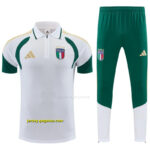 2026 Italy White & Green Half-Zip Polo Short Sleeve Tracksuit + Long Pants