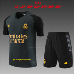 Real Madrid Kids Kits Black Short Traning Suits Soccer Jerseys