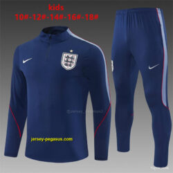 2026 Kids England Navy Blue Half Zipper Jacket Tracksuit + Long Pants (Nike)