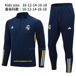 Real Madrid Kids Long Sleeve Navy Training Suit Cheap Jerseys